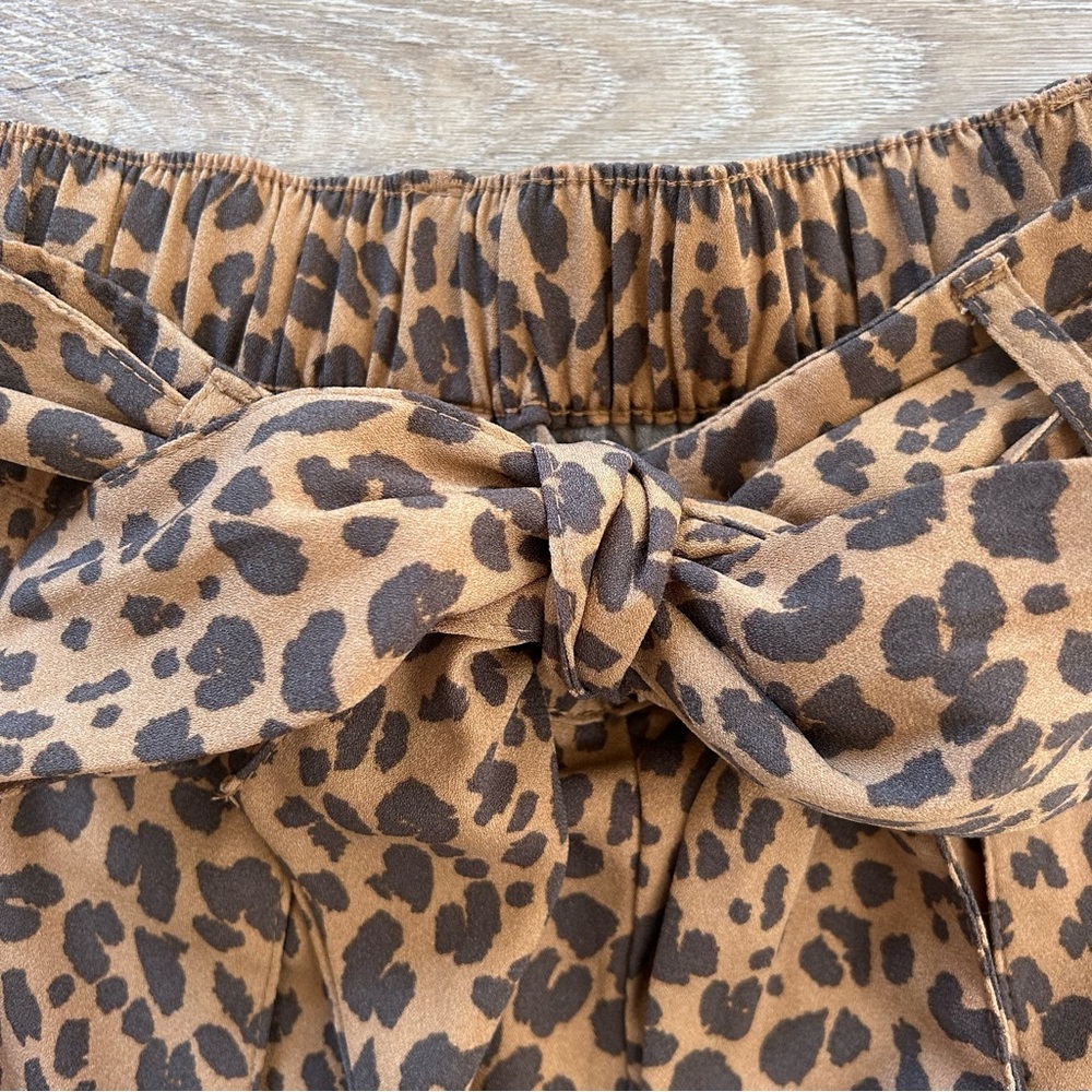 A New Day leopard print tie waist paper‎ bag pocket shorts Bow Belt Small NEW - Picture 4 of 9